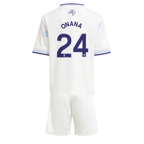 Dětský fotbalový dres Aston Villa Amadou Onana #24 2025-26 Třetí Krátký Rukáv (+ trenýrky)